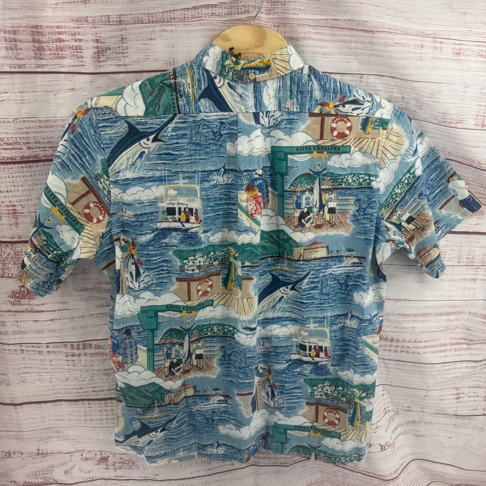 Reyn Spooner Shirt Mens XL Santa Catalina Island Fishing Short Sleeve Button - Picture 7 of 10